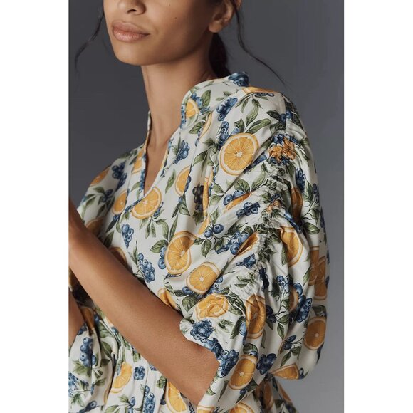 NWT Size XL - Anthropologie lemon Ruched Peplum Blouse (NWT US$ 118) - Picture 3 of 16